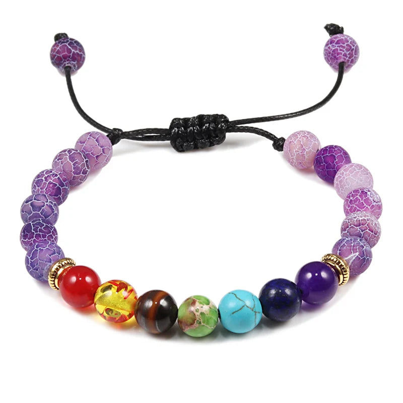 7 Chakra Bead Natural Stone Bracelet for Women Men Healing Balance Tiger Eye Stone Black Lava Bracelets Yoga Jewelry  Adjustable
