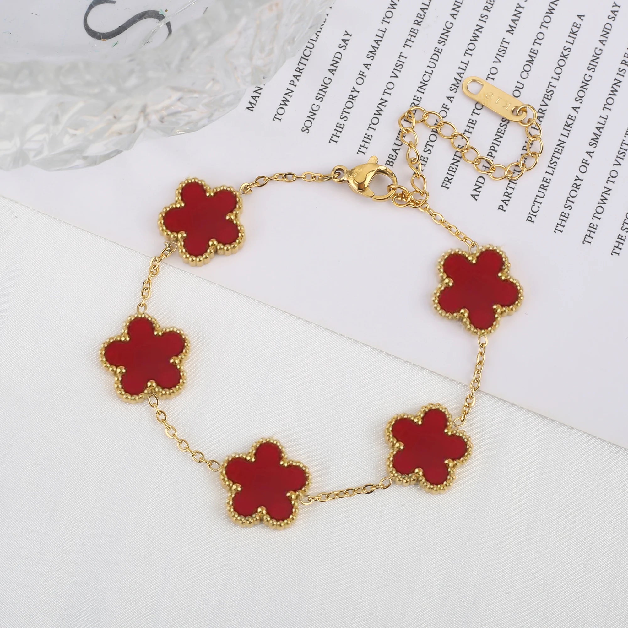 Classic Luxury Stainless Steel Bracelet Ladies Adjustable Five Flower Bracelets for Women New Fashion Party Jewelry Gifts Clover - The Iconic Marketplace