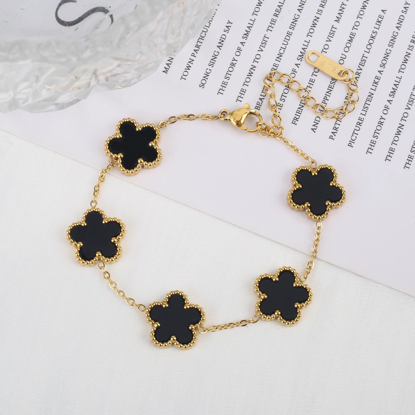 Classic Luxury Stainless Steel Bracelet Ladies Adjustable Five Flower Bracelets for Women New Fashion Party Jewelry Gifts Clover - The Iconic Marketplace # #