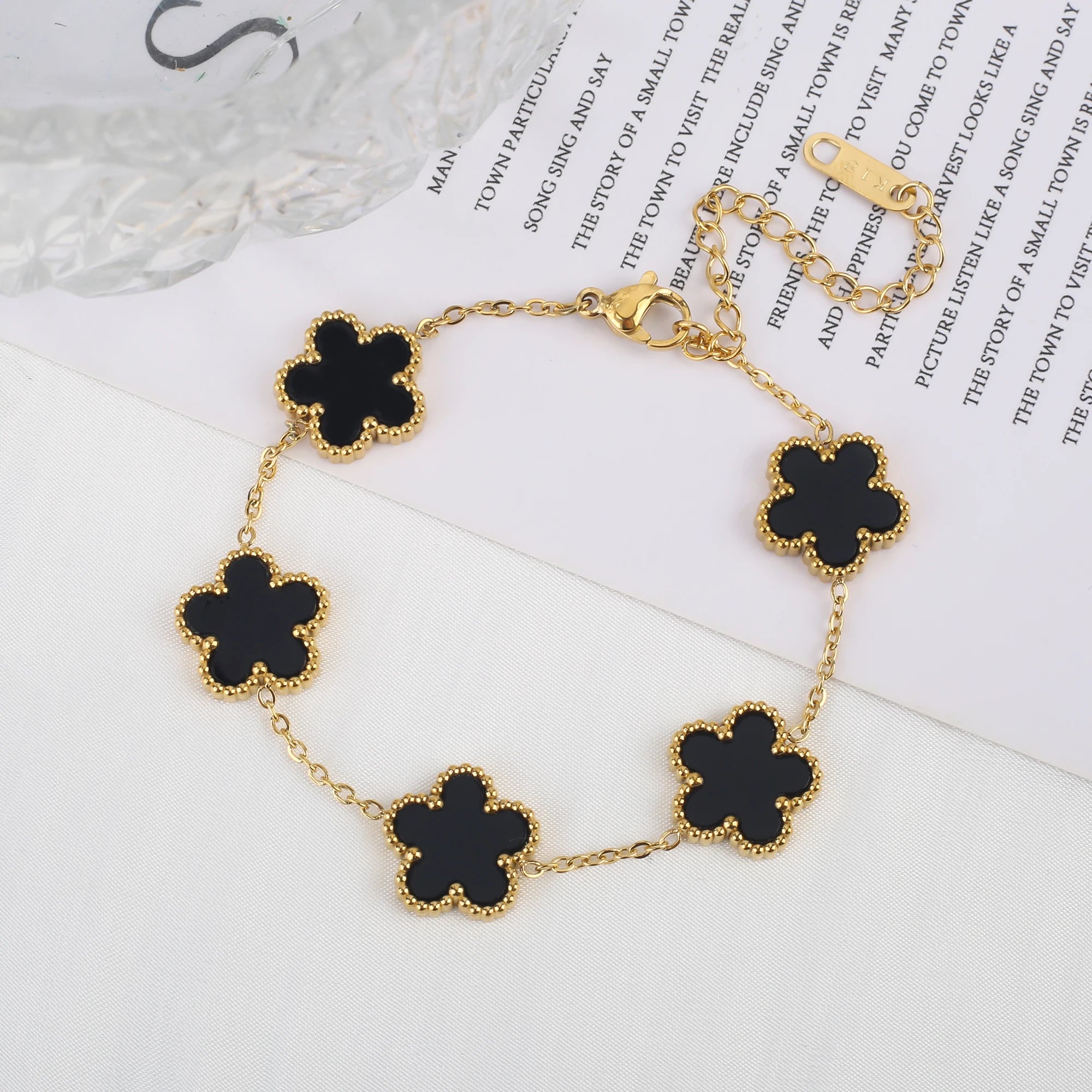 Classic Luxury Stainless Steel Bracelet Ladies Adjustable Five Flower Bracelets for Women New Fashion Party Jewelry Gifts Clover - The Iconic Marketplace