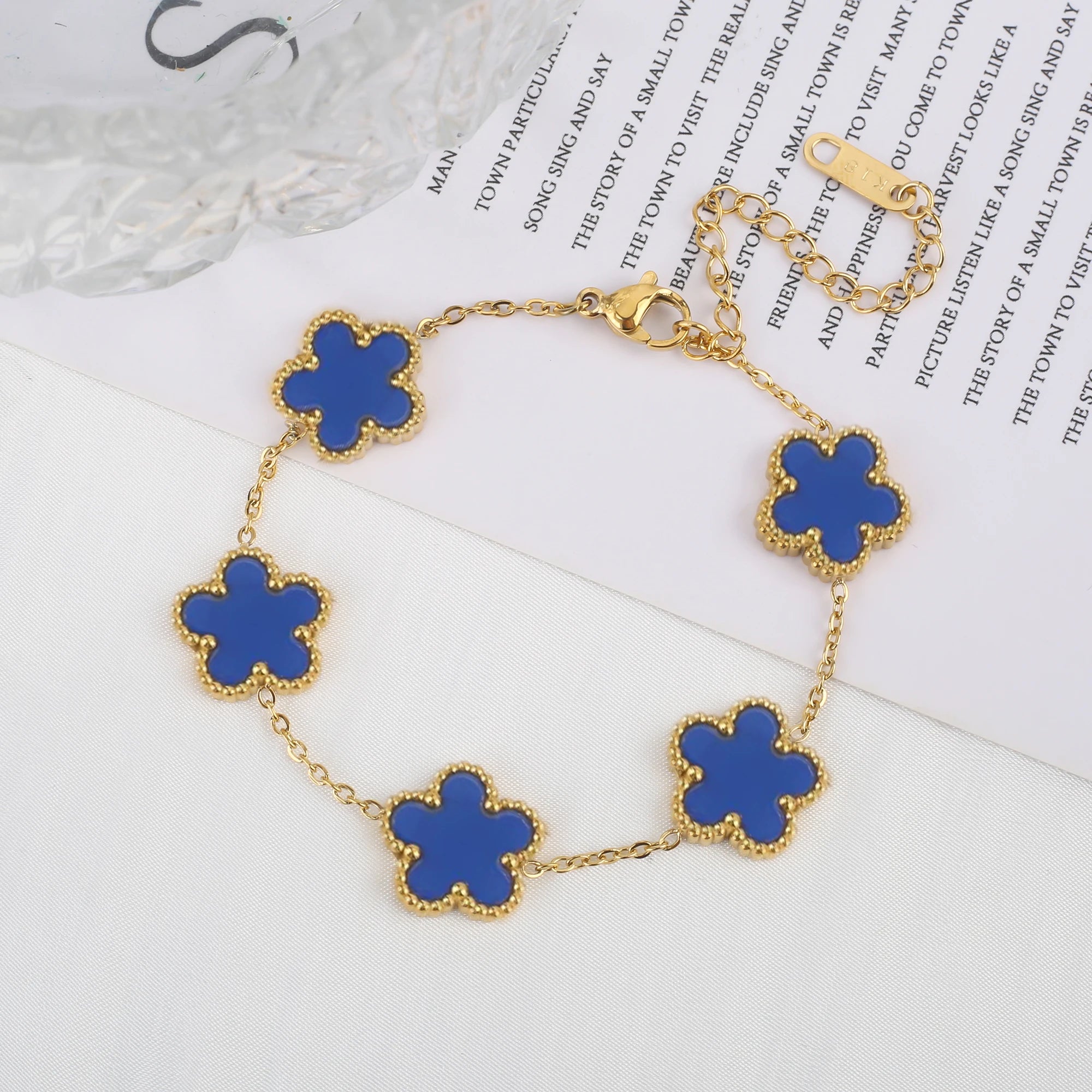Classic Luxury Stainless Steel Bracelet Ladies Adjustable Five Flower Bracelets for Women New Fashion Party Jewelry Gifts Clover - The Iconic Marketplace