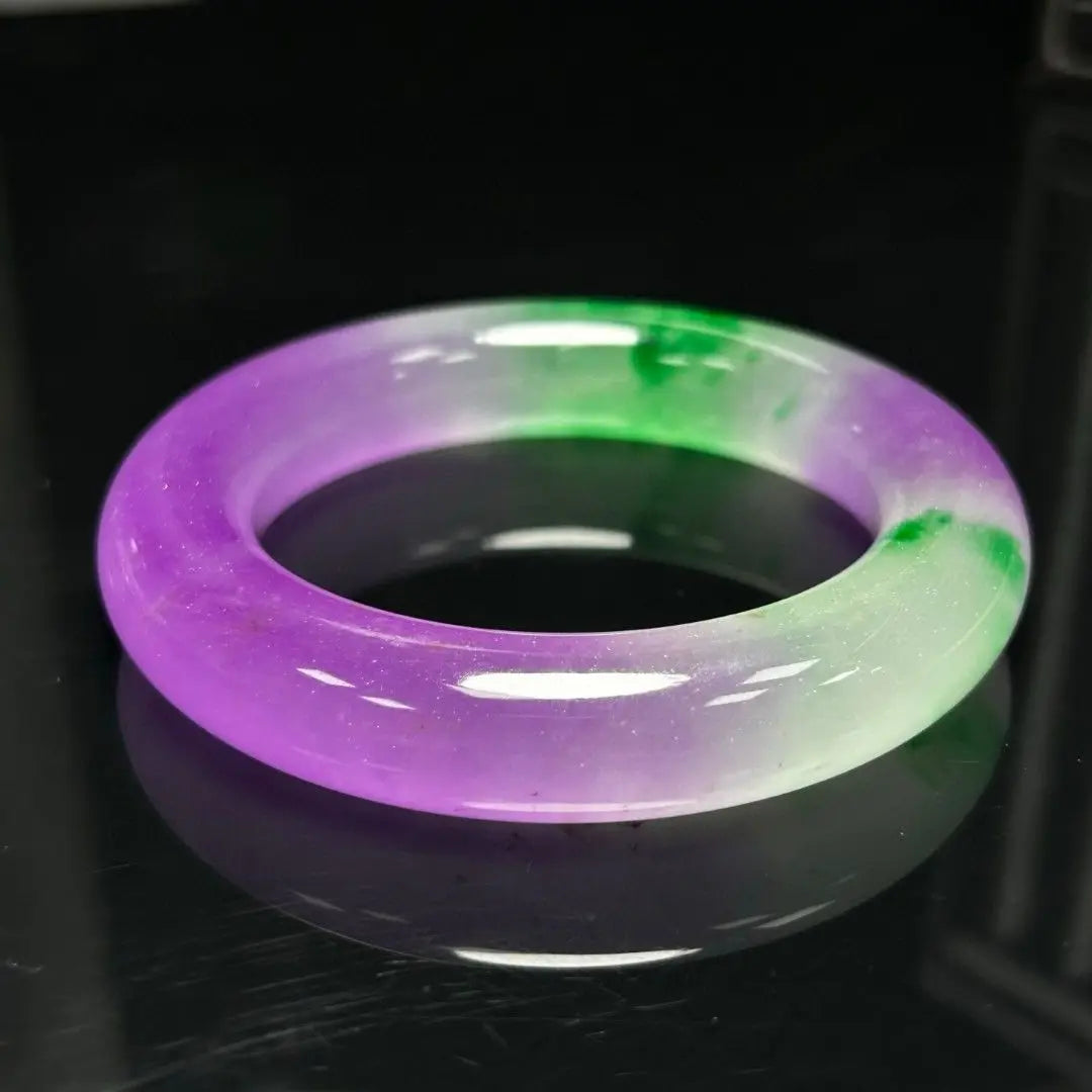 Natural Myanmar Jade Bracelet for Women, Ice Green & Violet Jade Bangle, Elegant Dulong Jade Jewelry Gift for Mom & Girls