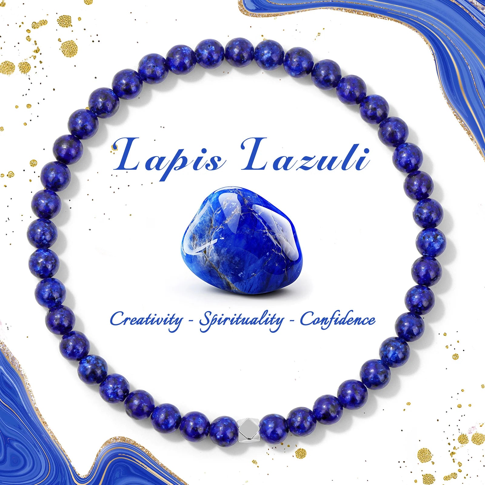 Natural Stone Bead Bracelet with Silver Spacer Charms – Green Jade, Indian Agate & Lapis Lazuli Gemstone Bracelet for Women & Men - The Iconic Marketplace