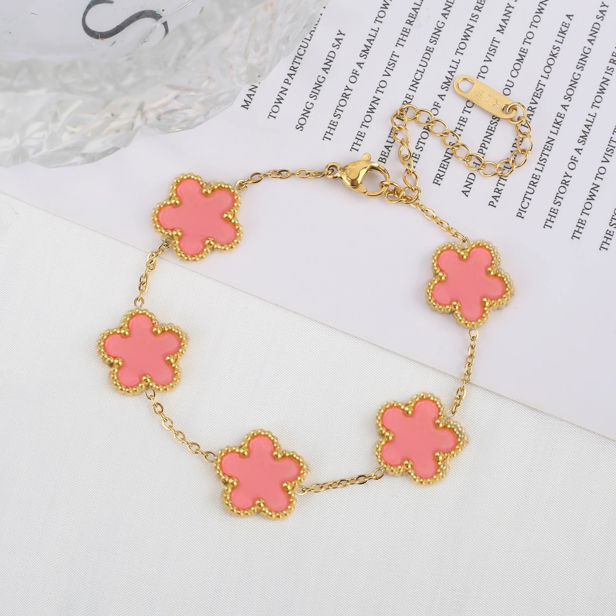 Classic Luxury Stainless Steel Bracelet Ladies Adjustable Five Flower Bracelets for Women New Fashion Party Jewelry Gifts Clover - The Iconic Marketplace
