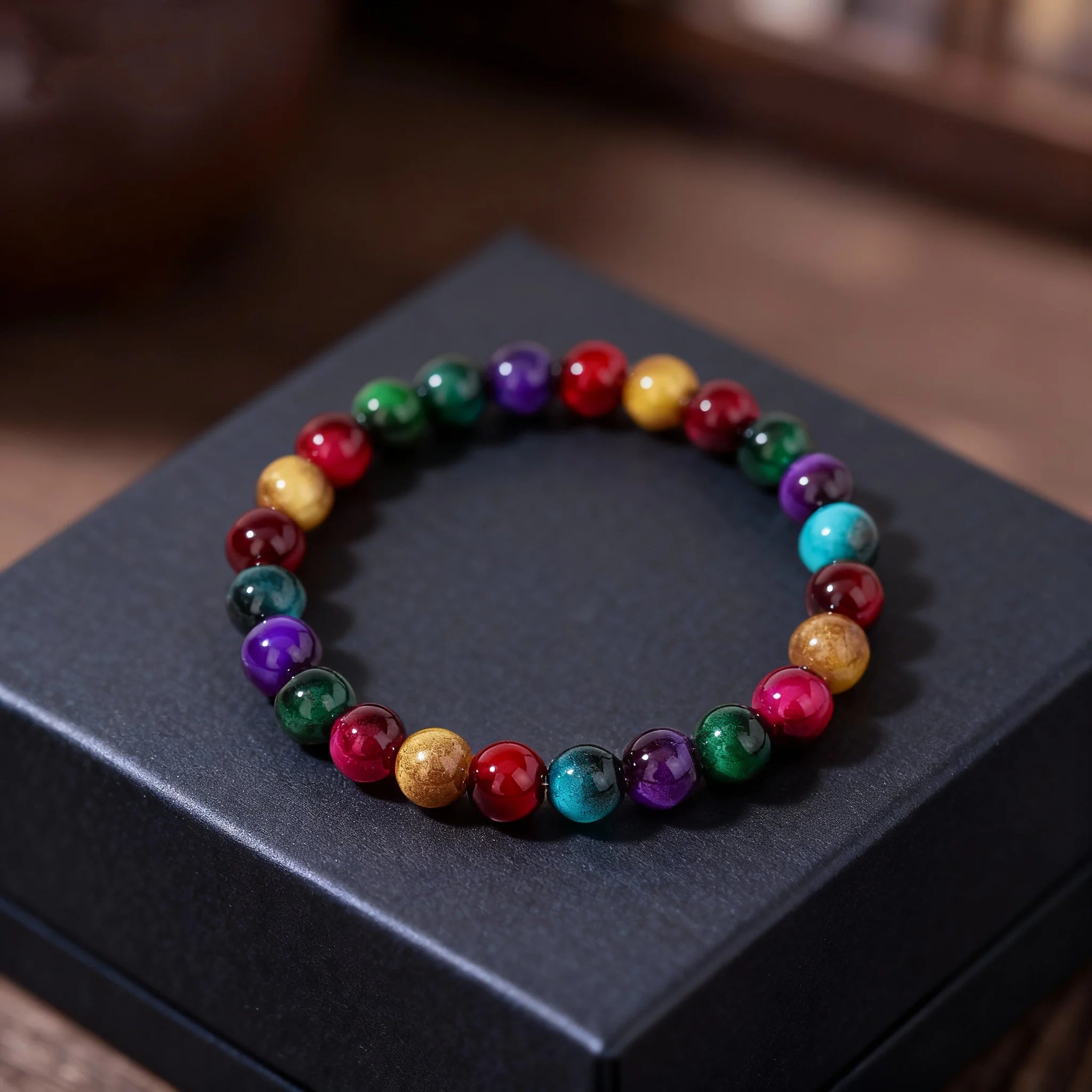 Multicolor Yoga Beaded Bracelets – Yellow, Green, Red, Purple & Blue Bracelet | Unique Handmade Jewelry for Family Banquet