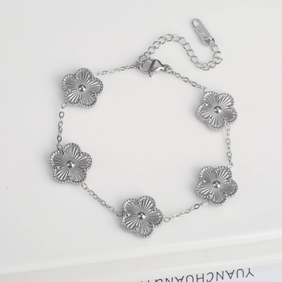 Classic Luxury Stainless Steel Bracelet Ladies Adjustable Five Flower Bracelets for Women New Fashion Party Jewelry Gifts Clover - The Iconic Marketplace # #