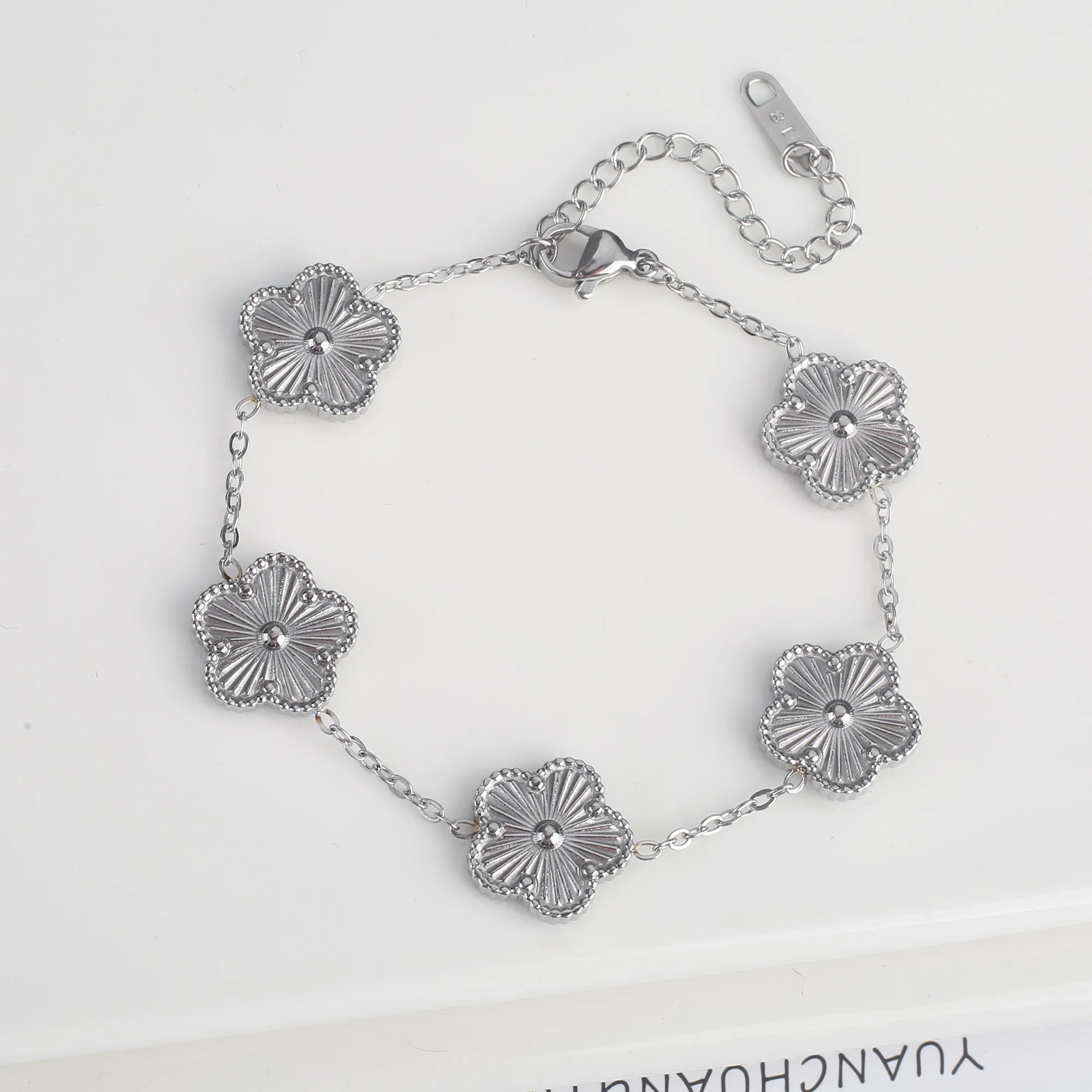 Classic Luxury Stainless Steel Bracelet Ladies Adjustable Five Flower Bracelets for Women New Fashion Party Jewelry Gifts Clover - The Iconic Marketplace