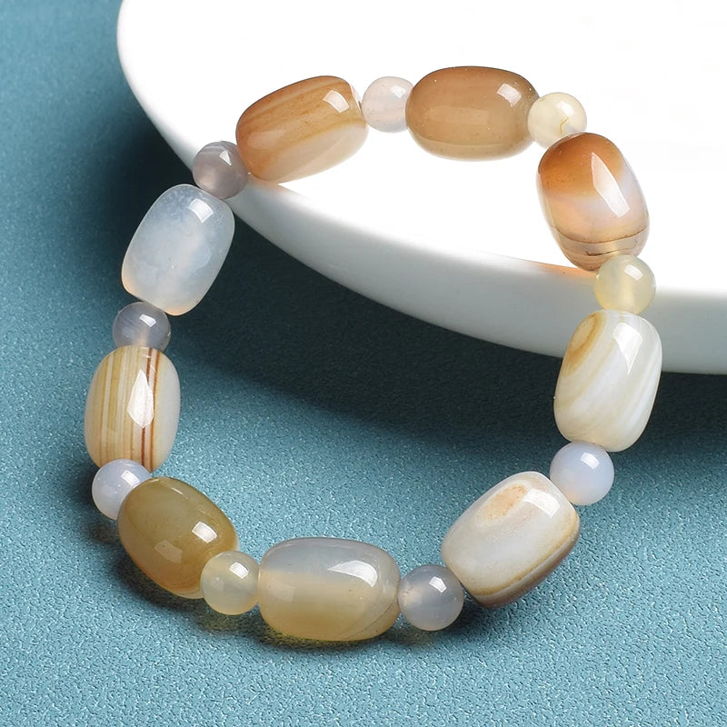 Elegant Green Peacock Agate Bracelet – Women and Men ’s Healing Energy Jade Drum Beads Jewelry Gift
