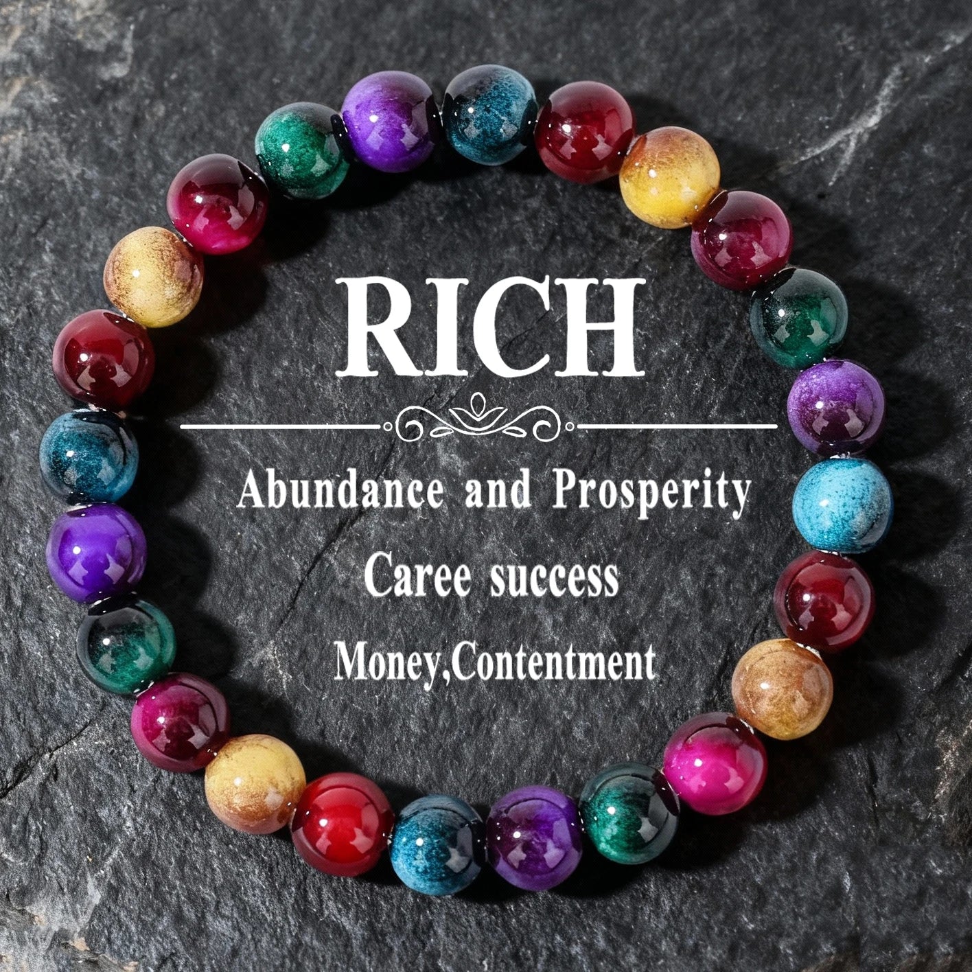 Multicolor Yoga Beaded Bracelets – Yellow, Green, Red, Purple & Blue Bracelet | Unique Handmade Jewelry for Family Banquet