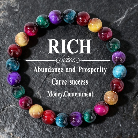 Multicolor Yoga Beaded Bracelets – Yellow, Green, Red, Purple & Blue Bracelet | Unique Handmade Jewelry for Family Banquet - The Iconic Marketplace # #