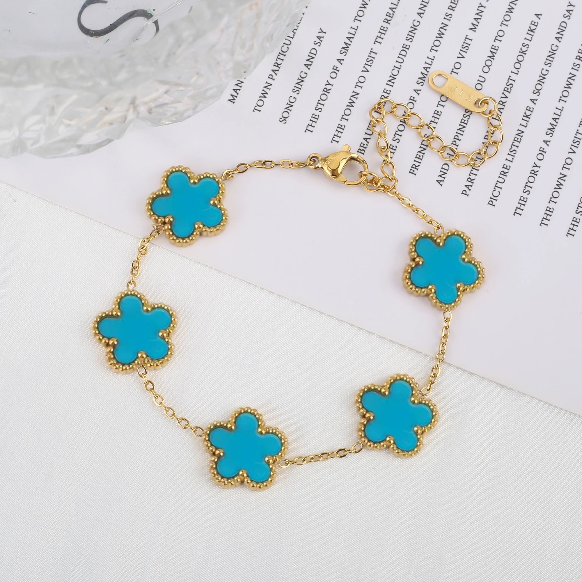 Classic Luxury Stainless Steel Bracelet Ladies Adjustable Five Flower Bracelets for Women New Fashion Party Jewelry Gifts Clover - The Iconic Marketplace