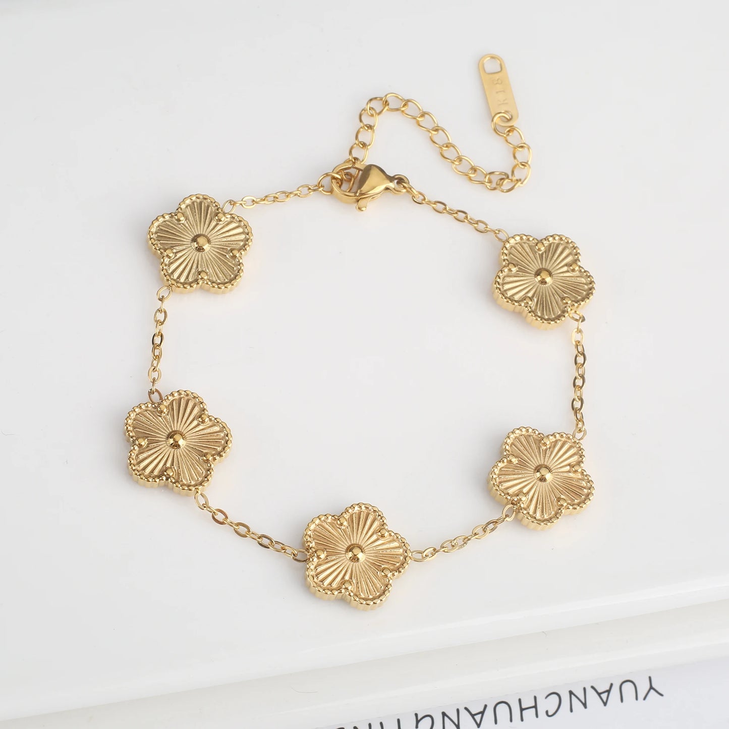 Classic Luxury Stainless Steel Bracelet Ladies Adjustable Five Flower Bracelets for Women New Fashion Party Jewelry Gifts Clover - The Iconic Marketplace # #
