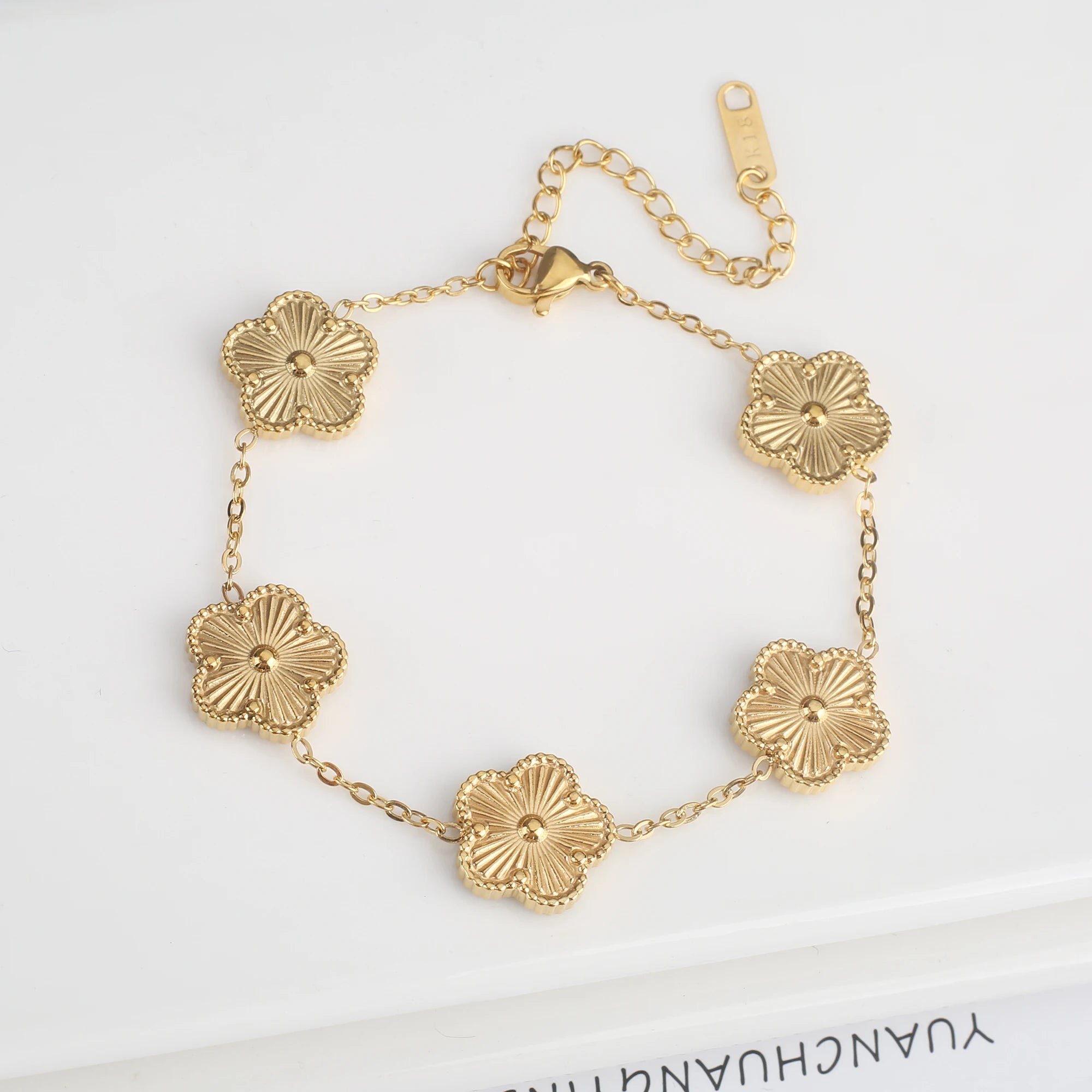 Classic Luxury Stainless Steel Bracelet Ladies Adjustable Five Flower Bracelets for Women New Fashion Party Jewelry Gifts Clover - The Iconic Marketplace