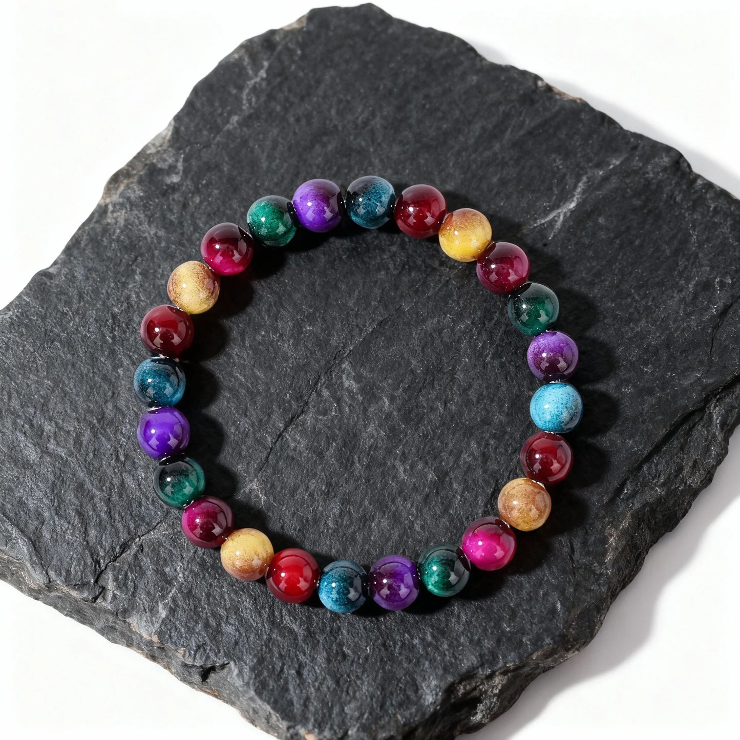 Multicolor Yoga Beaded Bracelets – Yellow, Green, Red, Purple & Blue Bracelet | Unique Handmade Jewelry for Family Banquet - The Iconic Marketplace # #