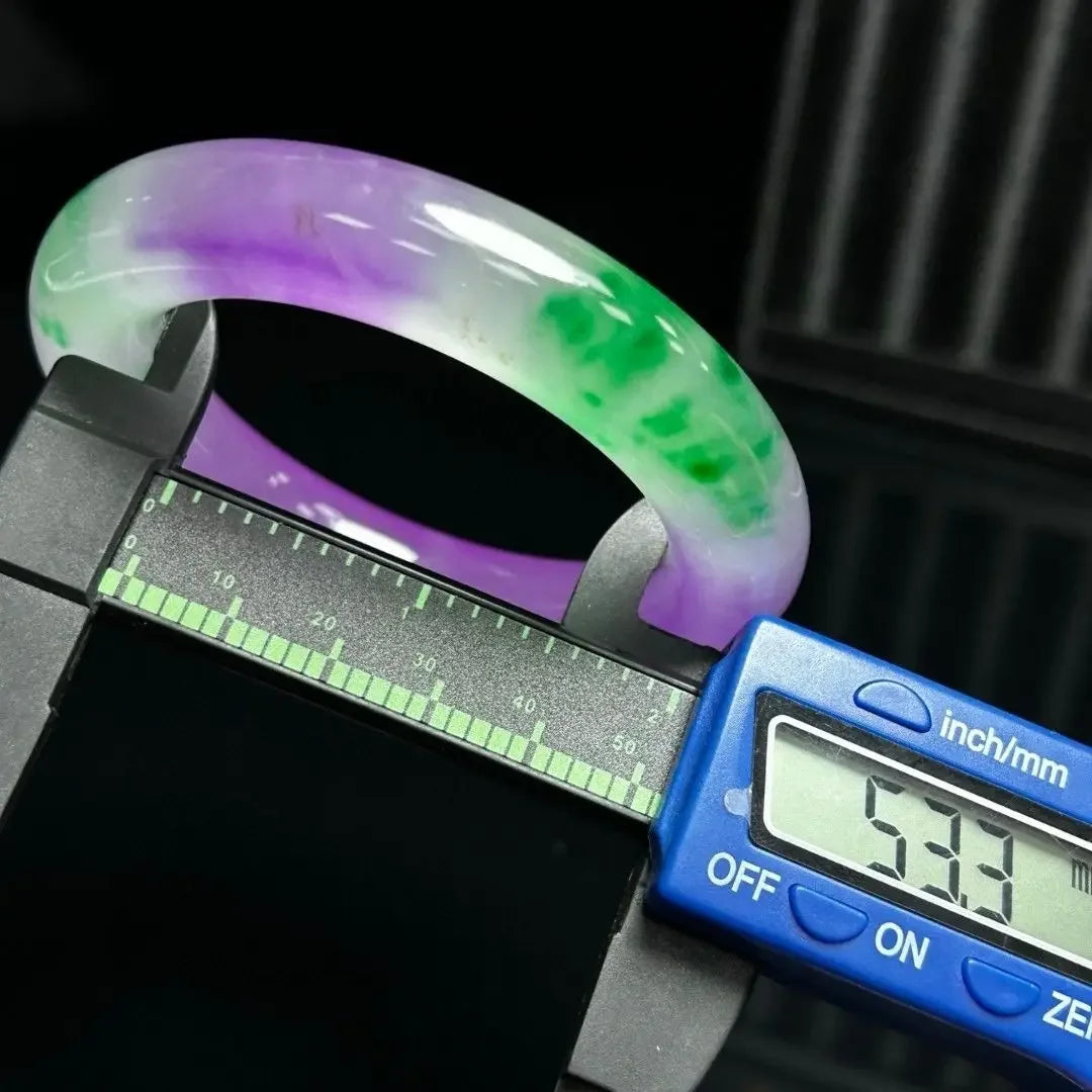 Natural Myanmar Jade Bracelet for Women, Ice Green & Violet Jade Bangle, Elegant Dulong Jade Jewelry Gift for Mom & Girls