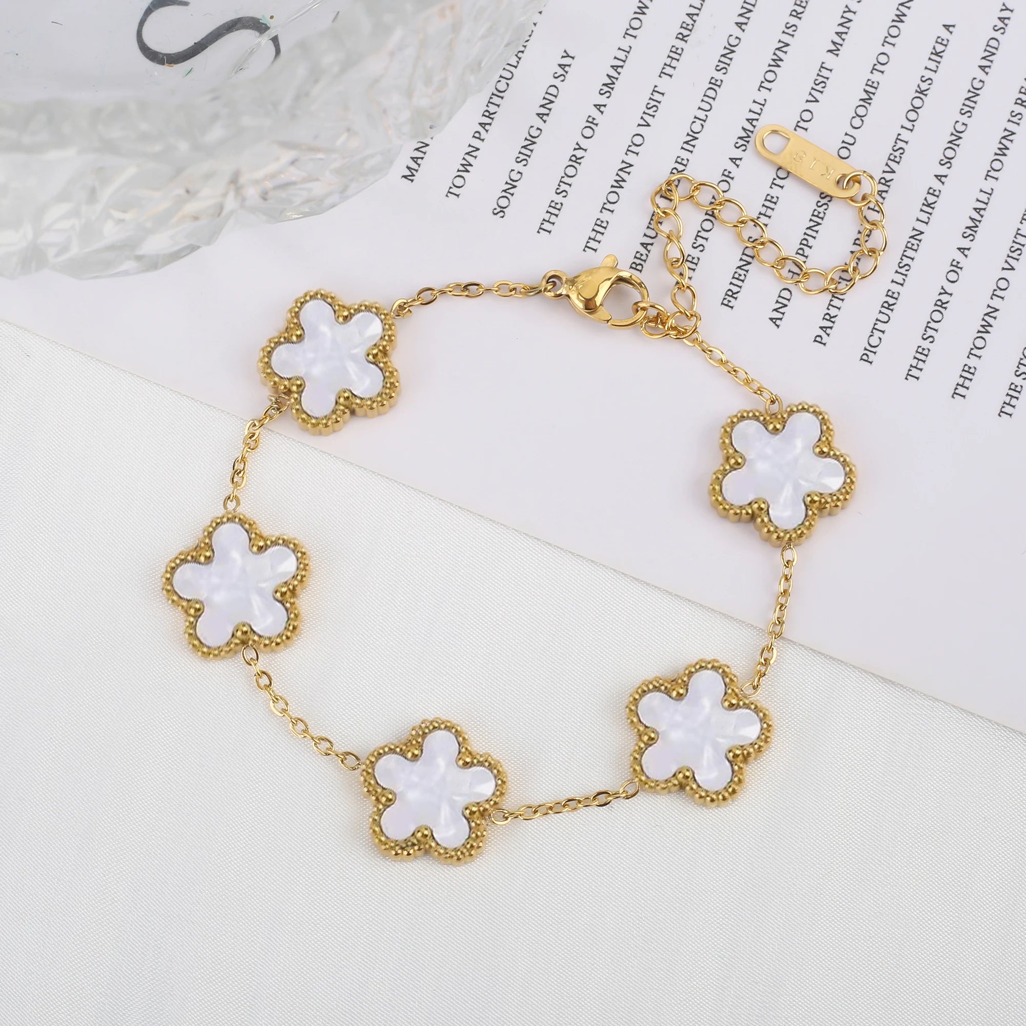 Classic Luxury Stainless Steel Bracelet Ladies Adjustable Five Flower Bracelets for Women New Fashion Party Jewelry Gifts Clover - The Iconic Marketplace