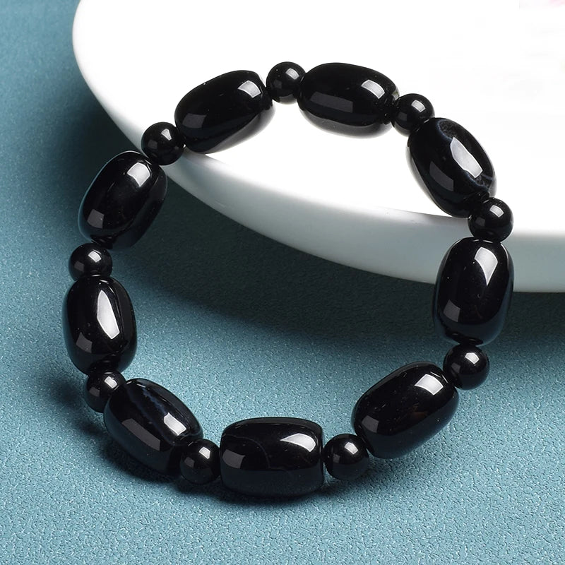 Elegant Green Peacock Agate Bracelet – Women and Men ’s Healing Energy Jade Drum Beads Jewelry Gift