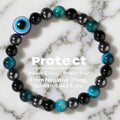 Triple Protection Bracelet – Blue Tiger’s Eye, Black Obsidian & Evil Eye Handmade Beaded Jewelry