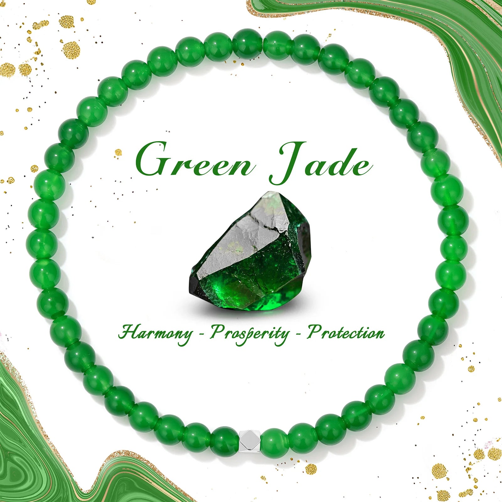 Natural Stone Bead Bracelet with Silver Spacer Charms – Green Jade, Indian Agate & Lapis Lazuli Gemstone Bracelet for Women & Men - The Iconic Marketplace