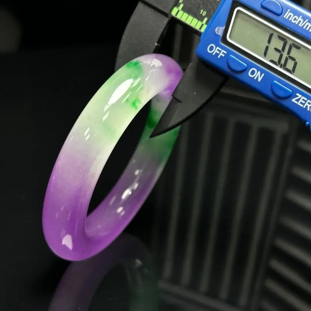 Natural Myanmar Jade Bracelet for Women, Ice Green & Violet Jade Bangle, Elegant Dulong Jade Jewelry Gift for Mom & Girls