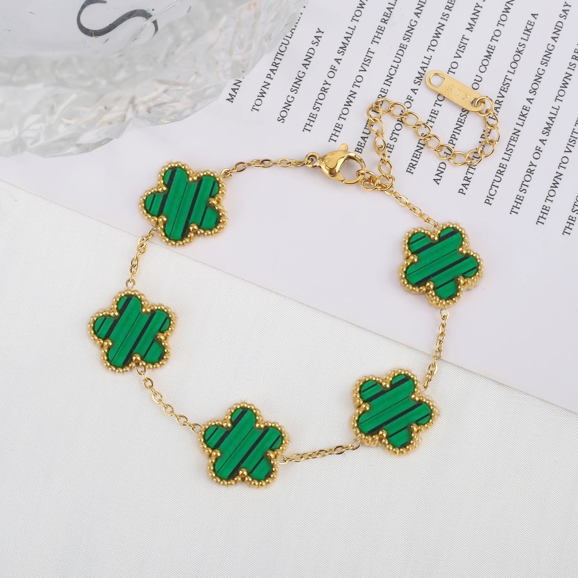 Classic Luxury Stainless Steel Bracelet Ladies Adjustable Five Flower Bracelets for Women New Fashion Party Jewelry Gifts Clover - The Iconic Marketplace