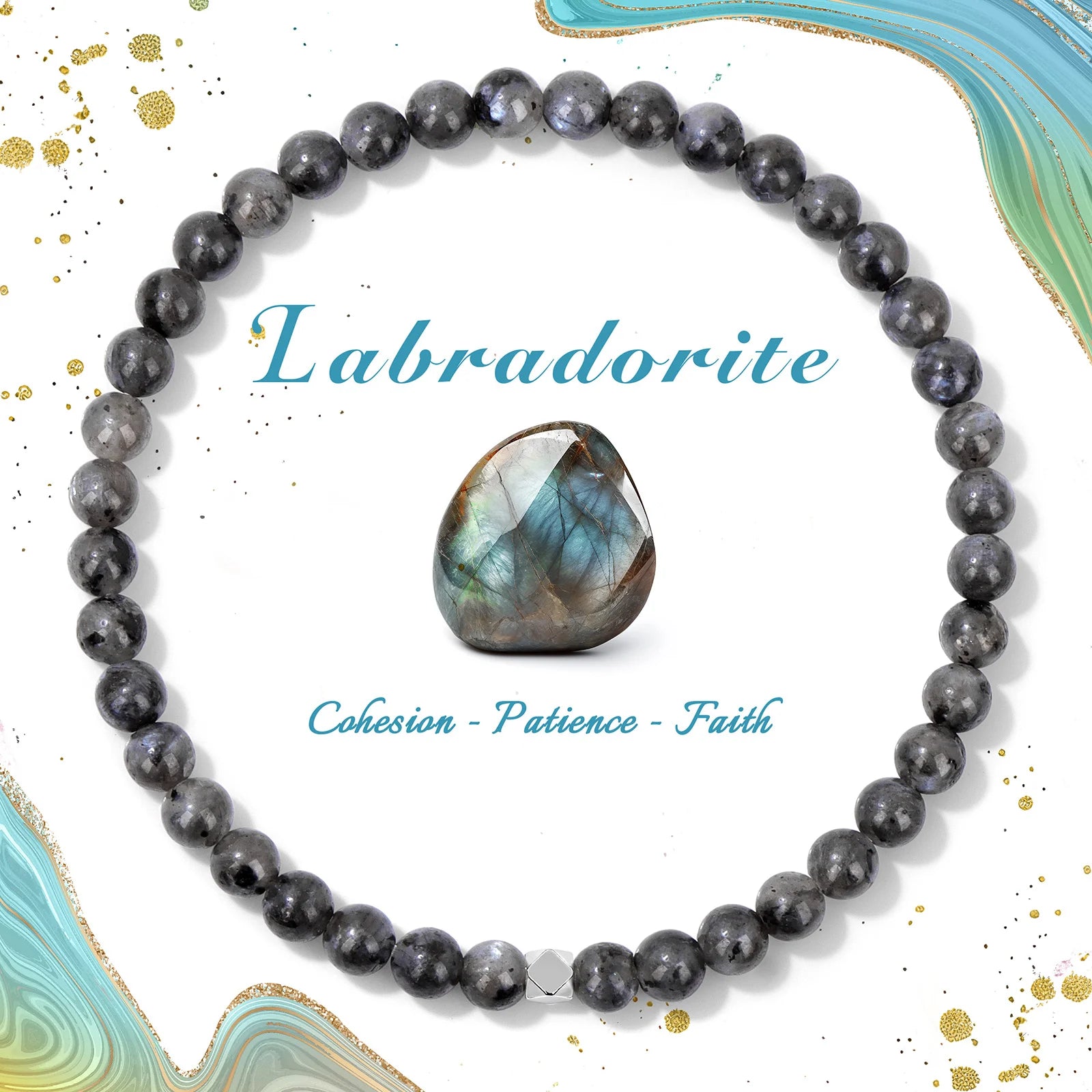 Natural Stone Bead Bracelet with Silver Spacer Charms – Green Jade, Indian Agate & Lapis Lazuli Gemstone Bracelet for Women & Men - The Iconic Marketplace