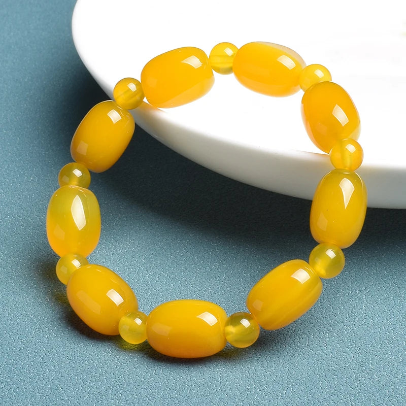 Elegant Green Peacock Agate Bracelet – Women and Men ’s Healing Energy Jade Drum Beads Jewelry Gift