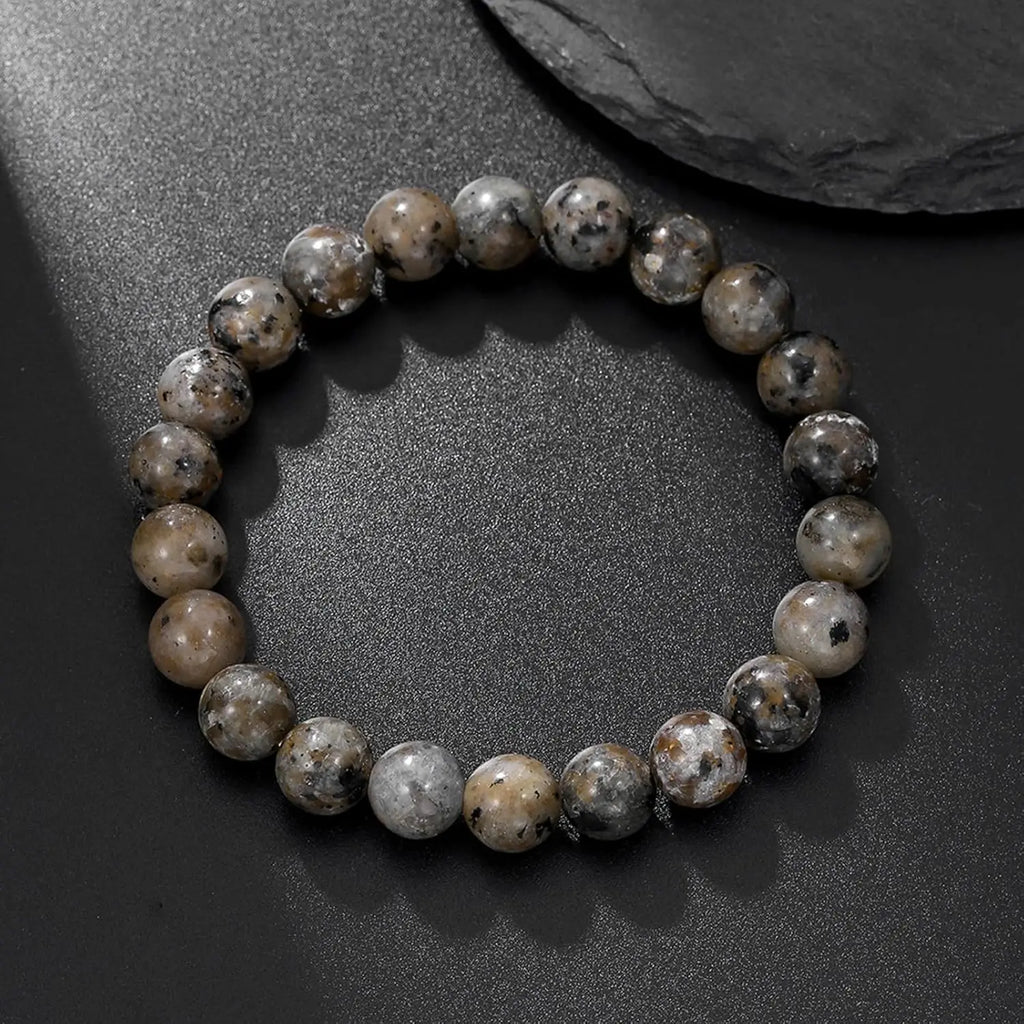 Handmade Natural Flame Stone Bracelet – Raw Stone UV Luminescent Rock Elastic Jewelry