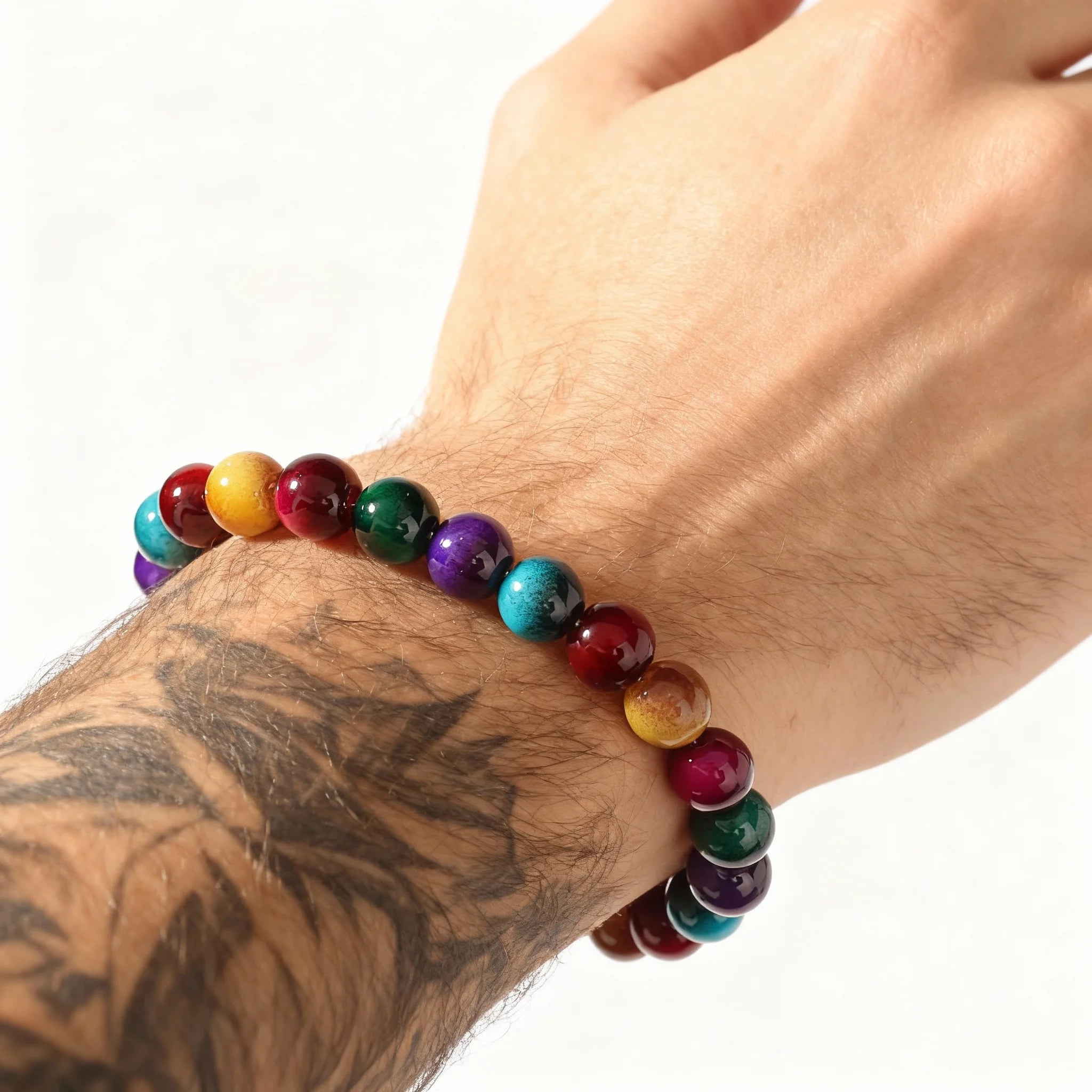 Multicolor Yoga Beaded Bracelets – Yellow, Green, Red, Purple & Blue Bracelet | Unique Handmade Jewelry for Family Banquet