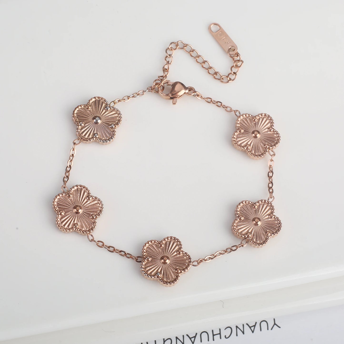 Classic Luxury Stainless Steel Bracelet Ladies Adjustable Five Flower Bracelets for Women New Fashion Party Jewelry Gifts Clover - The Iconic Marketplace # #