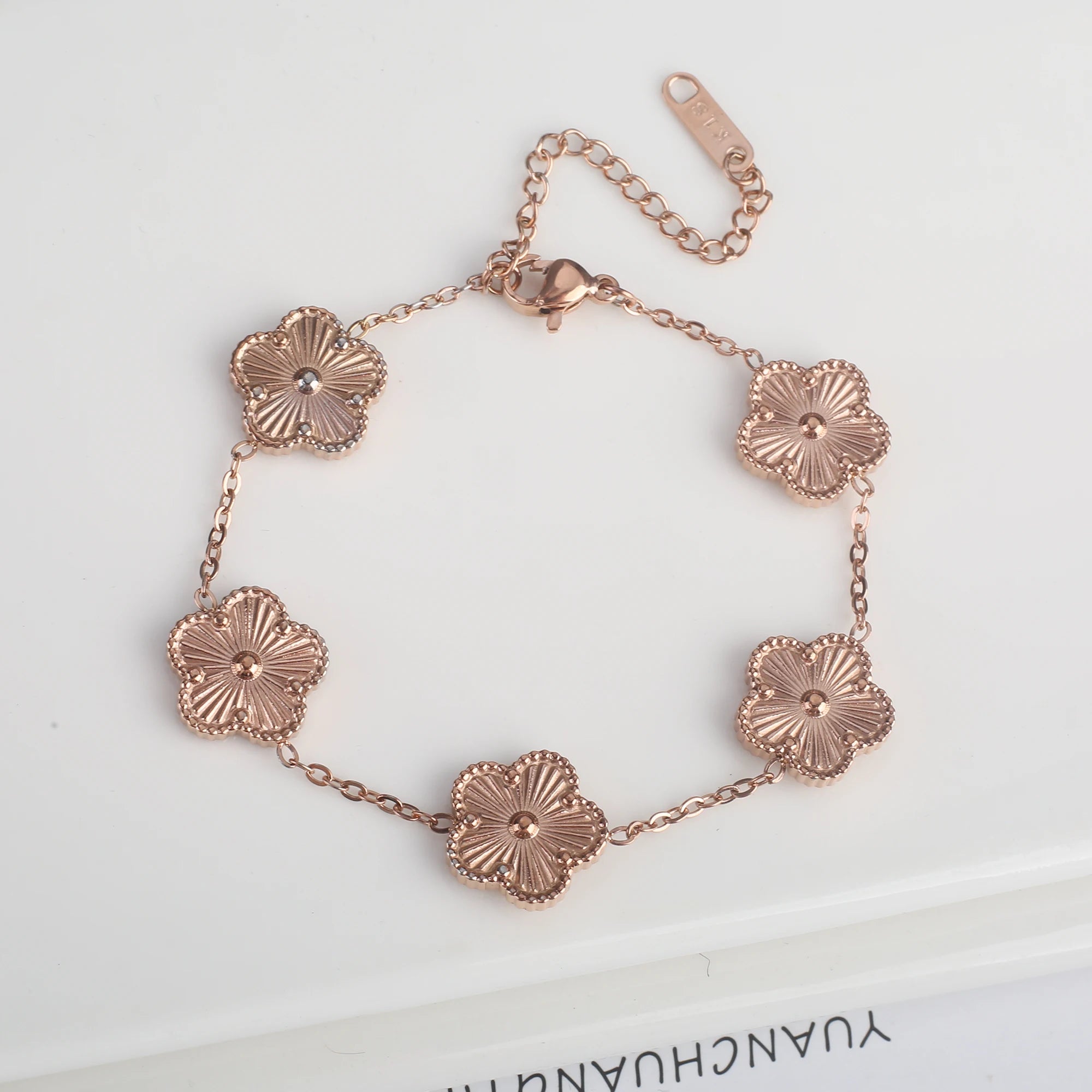 Classic Luxury Stainless Steel Bracelet Ladies Adjustable Five Flower Bracelets for Women New Fashion Party Jewelry Gifts Clover - The Iconic Marketplace