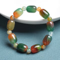 Elegant Green Peacock Agate Bracelet – Women and Men ’s Healing Energy Jade Drum Beads Jewelry Gift