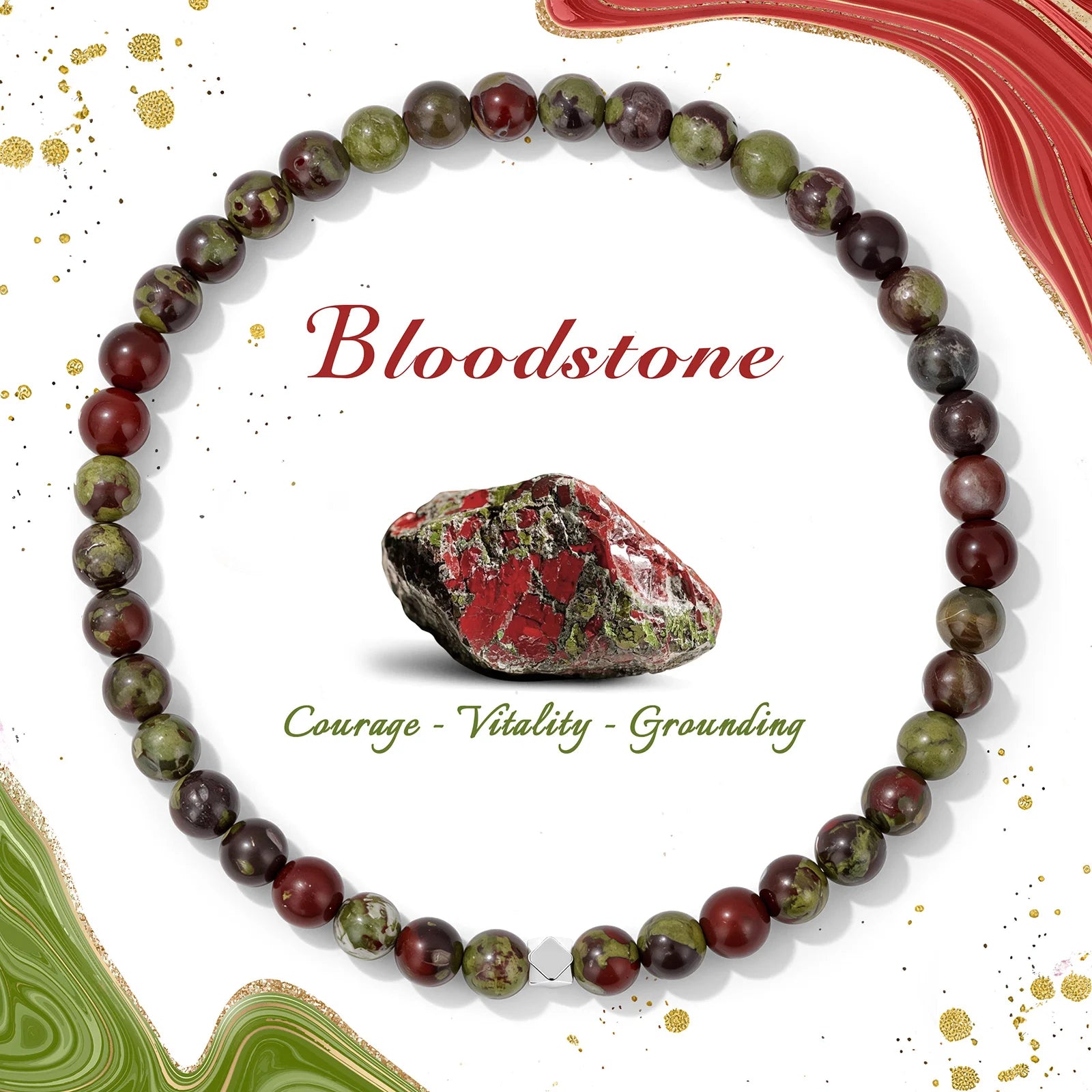 Natural Stone Bead Bracelet with Silver Spacer Charms – Green Jade, Indian Agate & Lapis Lazuli Gemstone Bracelet for Women & Men - The Iconic Marketplace