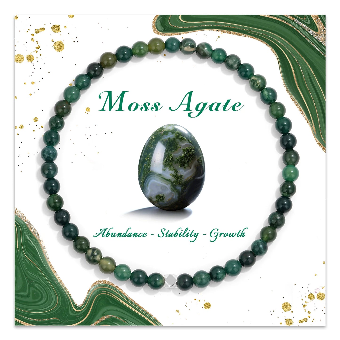 Natural Stone Bead Bracelet with Silver Spacer Charms – Green Jade, Indian Agate & Lapis Lazuli Gemstone Bracelet for Women & Men - The Iconic Marketplace # #