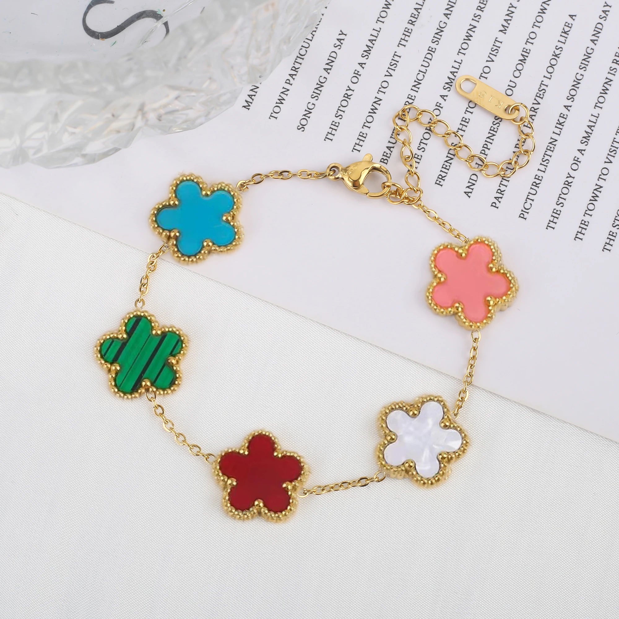 Classic Luxury Stainless Steel Bracelet Ladies Adjustable Five Flower Bracelets for Women New Fashion Party Jewelry Gifts Clover - The Iconic Marketplace